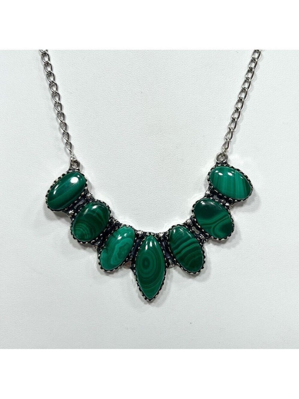 Malachite Vintage Style 925 Gemstone Multi Stone Necklace
